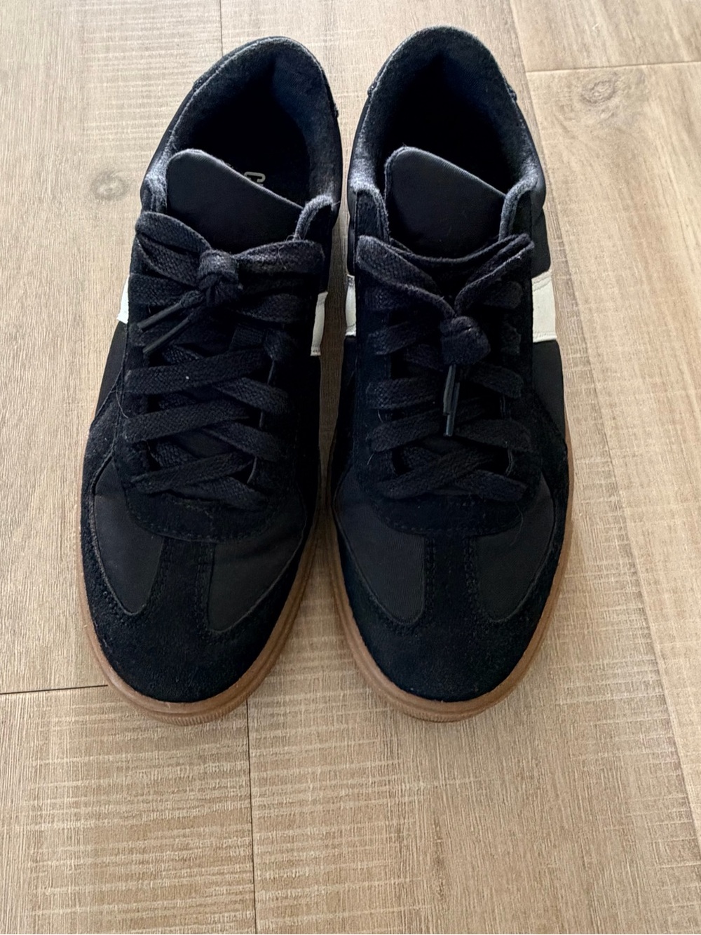 Women’s Black Suede Sneakers with White Accent